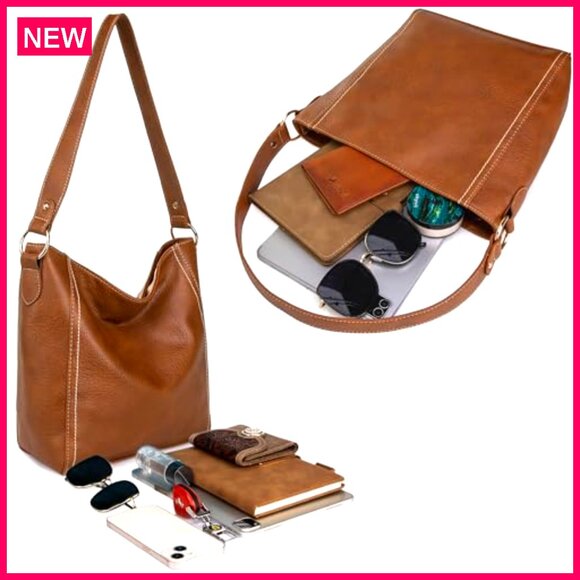 Vegan Leather Hobo Shoulder Bag, 13x11x4.7 Inches, Durable Zipper, Everyday Use - Picture 4 of 8